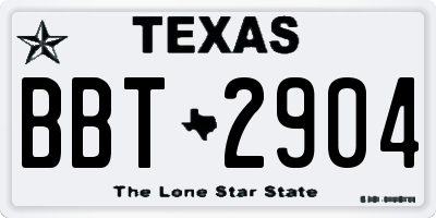TX license plate BBT2904