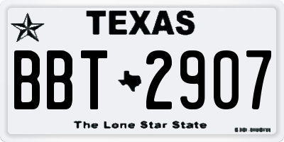 TX license plate BBT2907
