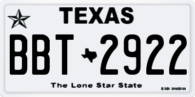 TX license plate BBT2922