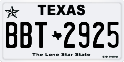 TX license plate BBT2925