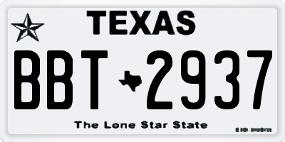 TX license plate BBT2937
