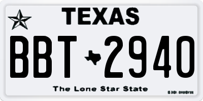TX license plate BBT2940