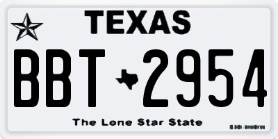 TX license plate BBT2954