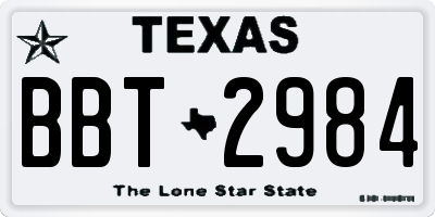 TX license plate BBT2984