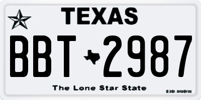 TX license plate BBT2987