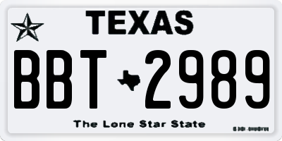 TX license plate BBT2989