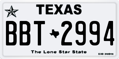 TX license plate BBT2994