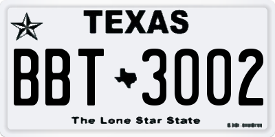 TX license plate BBT3002