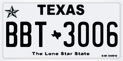 TX license plate BBT3006