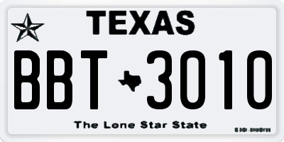 TX license plate BBT3010