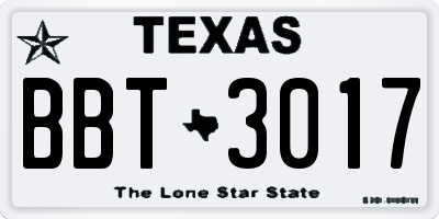 TX license plate BBT3017
