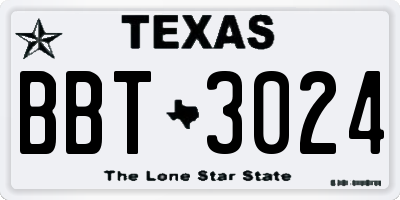 TX license plate BBT3024