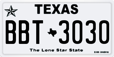 TX license plate BBT3030