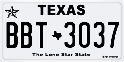 TX license plate BBT3037