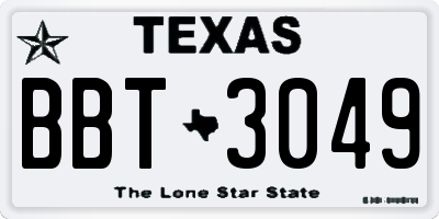 TX license plate BBT3049