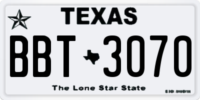 TX license plate BBT3070