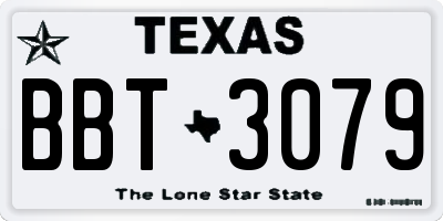 TX license plate BBT3079