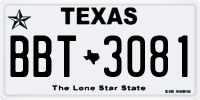 TX license plate BBT3081
