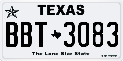 TX license plate BBT3083