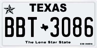 TX license plate BBT3086