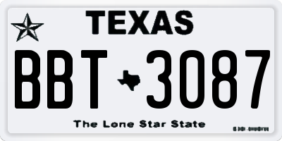 TX license plate BBT3087