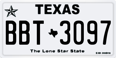 TX license plate BBT3097