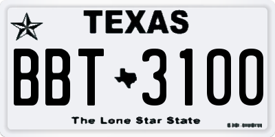 TX license plate BBT3100