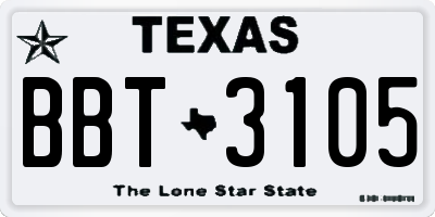 TX license plate BBT3105