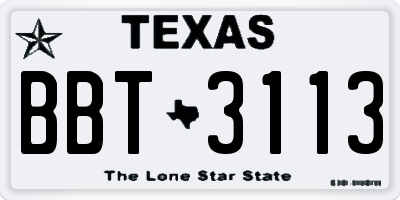 TX license plate BBT3113