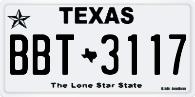 TX license plate BBT3117