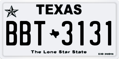 TX license plate BBT3131