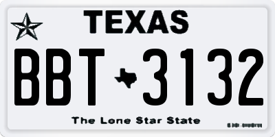 TX license plate BBT3132