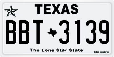 TX license plate BBT3139