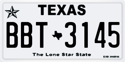 TX license plate BBT3145