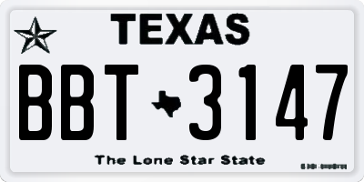 TX license plate BBT3147