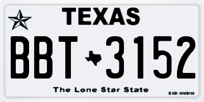 TX license plate BBT3152