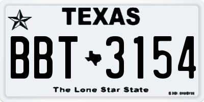 TX license plate BBT3154