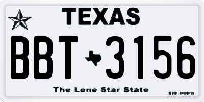 TX license plate BBT3156