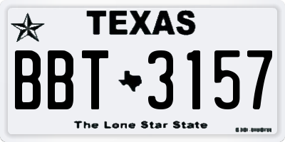 TX license plate BBT3157