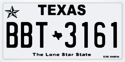 TX license plate BBT3161