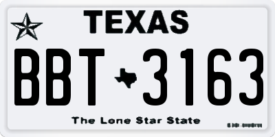 TX license plate BBT3163