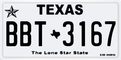 TX license plate BBT3167