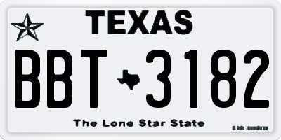 TX license plate BBT3182