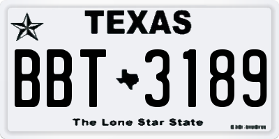 TX license plate BBT3189