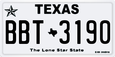 TX license plate BBT3190