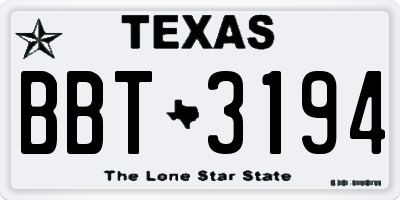 TX license plate BBT3194