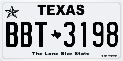 TX license plate BBT3198
