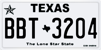 TX license plate BBT3204