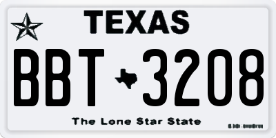 TX license plate BBT3208