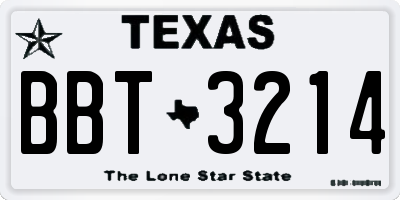 TX license plate BBT3214